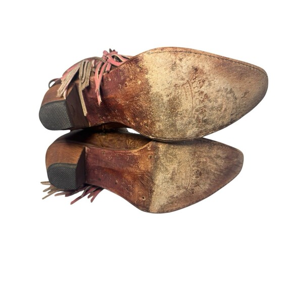 Junk Gypsy by Lane "Spirit Animal" Brown Leather Western Boots 8.5 Fringe Bootie - Picture 7 of 16